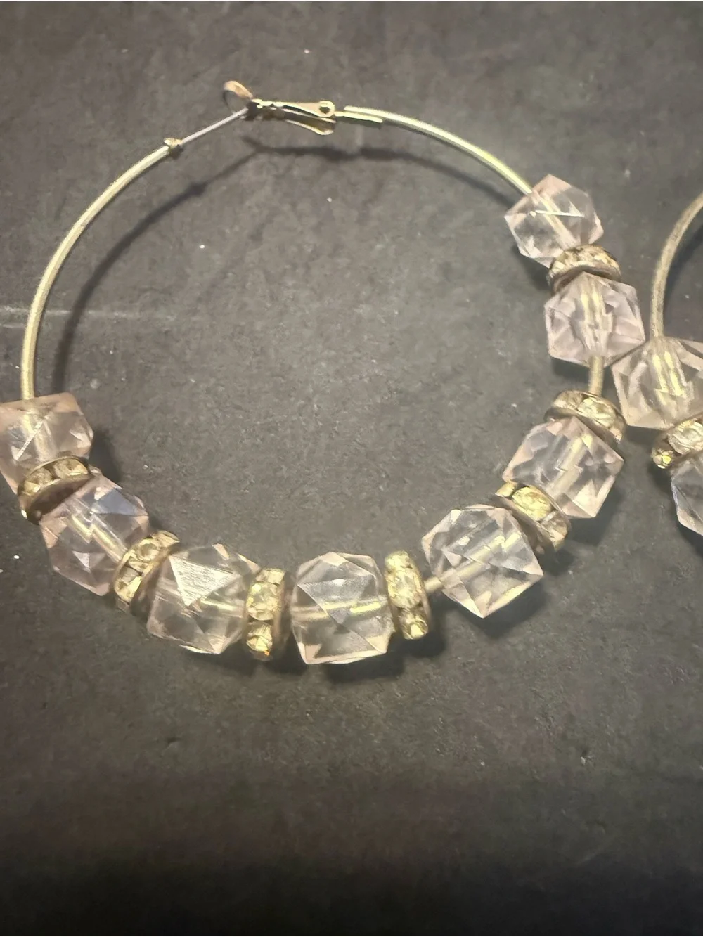 Crystal Bead Hoop Earrings - Pink Crystal Accents